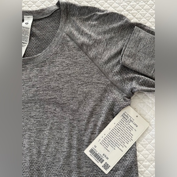 Lululemon Athletica Swiftly Tech Long Sleeve in Slate/white 2.0 SZ 10 NWT - Picture 7 of 11